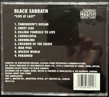 Black Sabbath – Live At Last (CD, Album, Reissue, Creative Sounds 6001-2) - Maple City Music