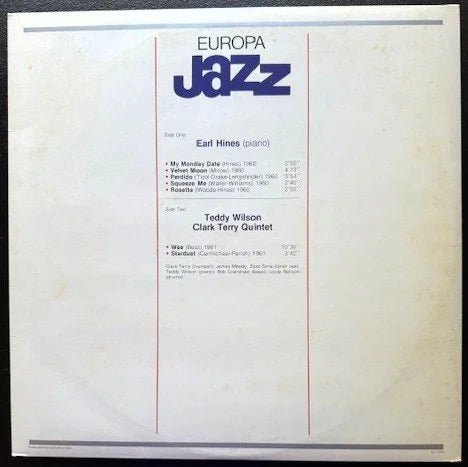 Earl Hines, Teddy Wilson, Clark Terry ‎– Europa Jazz (Used) - Maple City Music