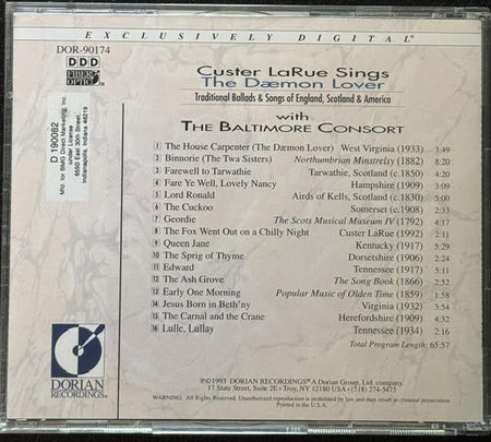 Custer LaRue – The Daemon Lover (CD, 1993, Dorian Recordings DOR-90174) - Maple City Music