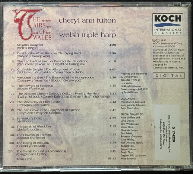 Cheryl Ann Fulton – The Airs Of Wales (CD, 1991, Koch International Classics D 174228) - Maple City Music