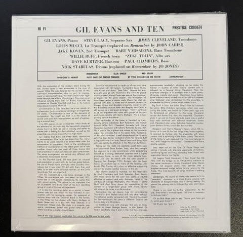 Gil Evans – Gil Evans & Ten (Vinyl, LP, Album, Record Store Day, Limited Edition, Reissue, Remastered, Mono, 180g, 2023, Prestige CR00674)