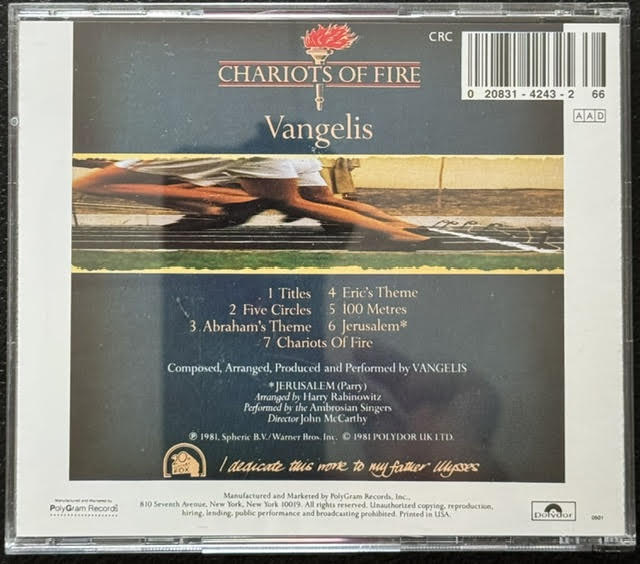 Vangelis – Chariots Of Fire (CD, 1984, Polydor 422-824 243-2) - Maple City Music