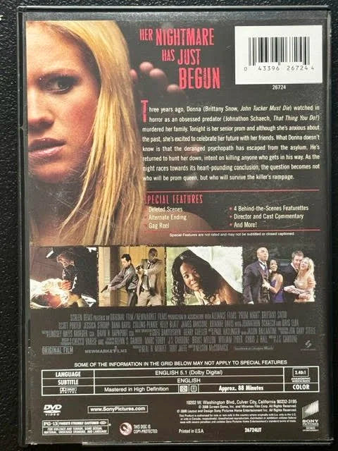 Prom Night – Original Theatrical Version (DVD, 2008, Sony Pictures / Screen Gems)