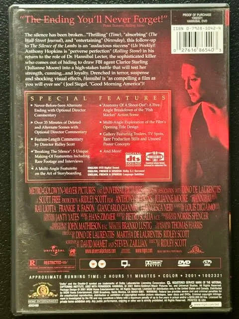 Hannibal – Special Edition (DVD, 2001, MGM)