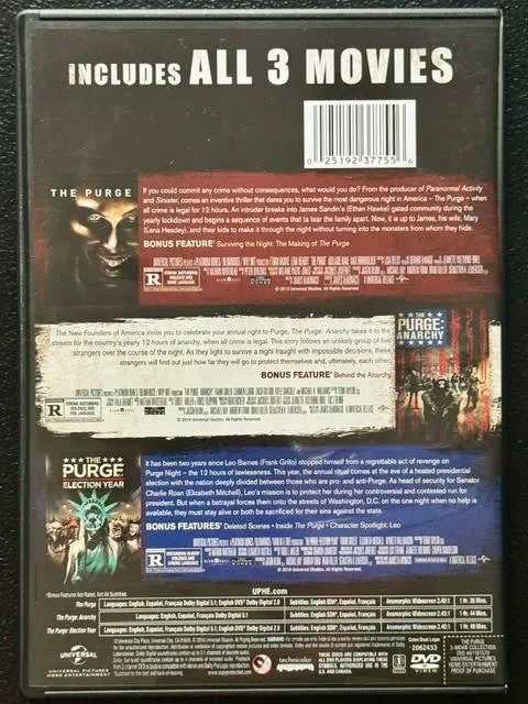 The Purge 3 Movie Collection (DVD, Universal Pictures)