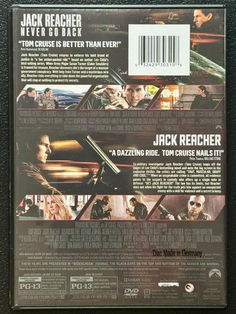 Jack Reacher / Jack Reacher: Never Go Back – 2-Movie Collection (DVD, Paramount Pictures)