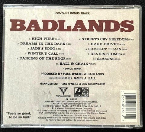 Badlands – Badlands (CD, 1989, Atlantic 7 81966-2) - Maple City Music