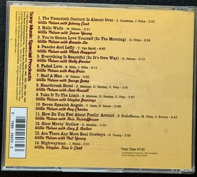 Willie Nelson – Willie & Friends (CD, 1995, Sony Music Special Products A 26033) - Maple City Music
