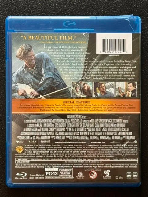 In the Heart of the Sea (Blu-ray, 2015, Warner Bros.)