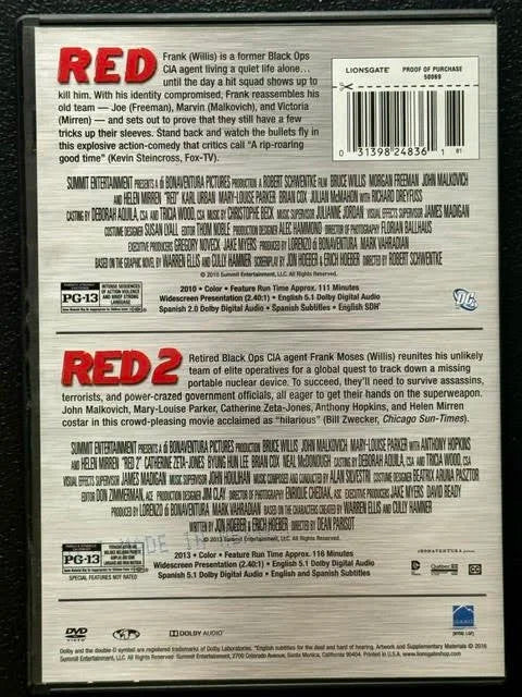RED / RED 2 – Double Feature (DVD, Lionsgate)
