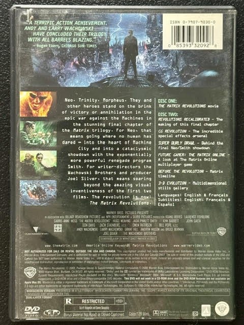 The Matrix Revolutions – 2-Disc Widescreen Edition (DVD, 2003, Warner Bros.)