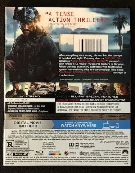 13 Hours: The Secret Soldiers of Benghazi (4K Ultra HD + Blu-ray, 2019, Paramount Pictures)