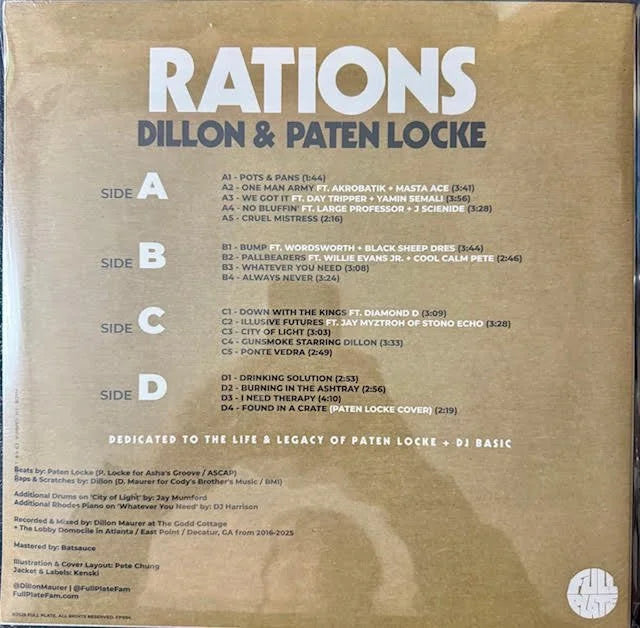Dillon & Paten Locke – Rations (LP, Limited Edition, 2025, Full Plate FP034)