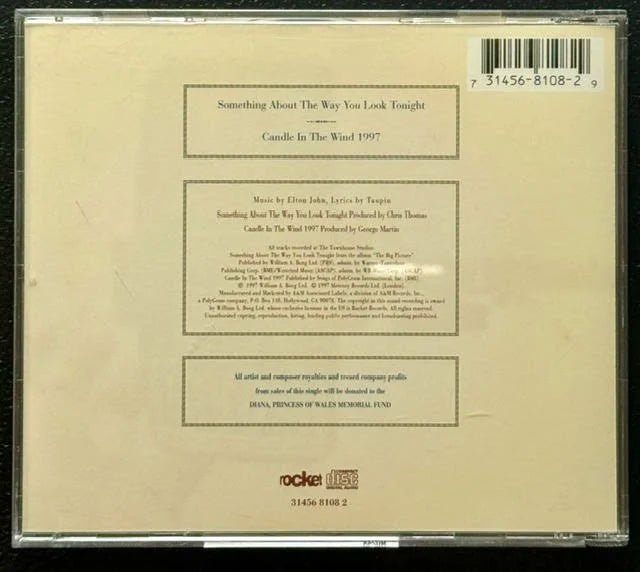 Elton John – Something About The Way You Look Tonight / Candle In The Wind 1997 (CD, Single, 1997, The Rocket Record Company 31456 8108 2) - Maple City Music