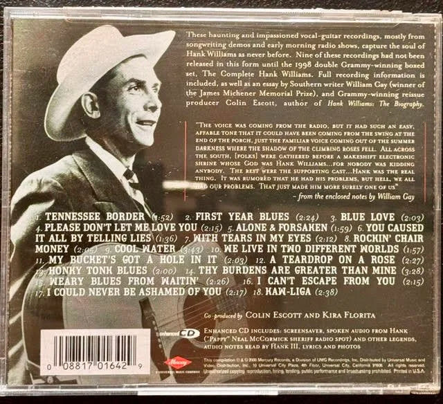 Hank Williams – Alone With His Guitar (CD, 2001, Mercury 088 170 164-2)