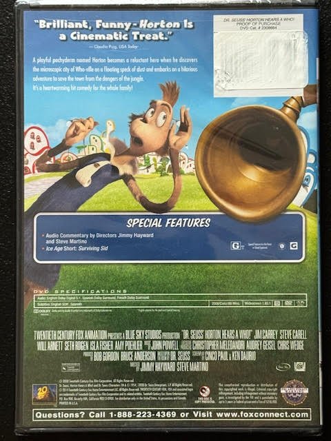 Dr. Seuss' Horton Hears A Who! (DVD, Promotional Copy, 2008, 20th Century Fox Home Entertainment)