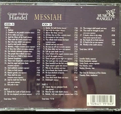 George Frideric Handel – Messiah (2CD, 1997, Musica Di Angeli) - Maple City Music