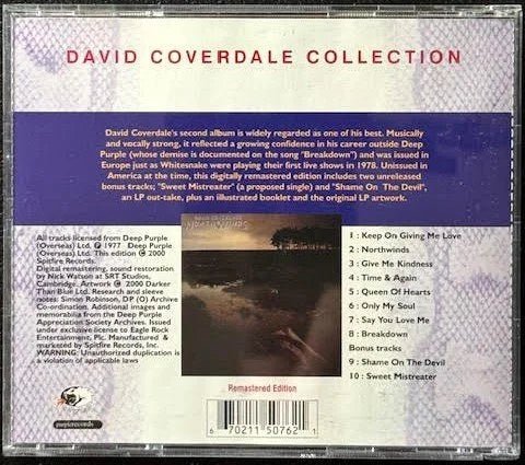 David Coverdale – Northwinds (CD, Album, Reissue, Remastered, 2003, Spitfire Records 5076-2) - Maple City Music