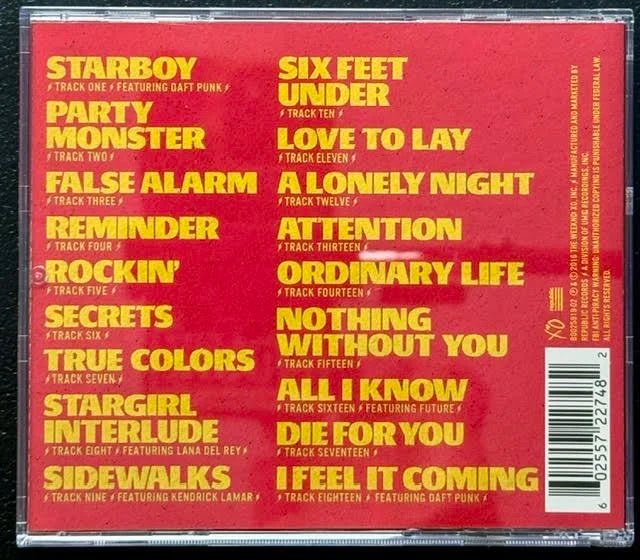 The Weeknd – Starboy (CD, 2016, XO/Republic B0025919-02) - Maple City Music