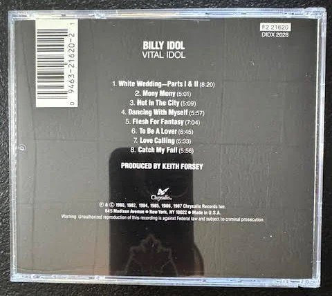 Billy Idol – Vital Idol (CD, Compilation, Reissue, 1987, Chrysalis F2 21620) - Maple City Music