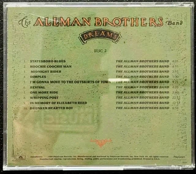 The Allman Brothers Band – Dreams (CD, 1989, Polydor, Disc 2 Only) - Maple City Music