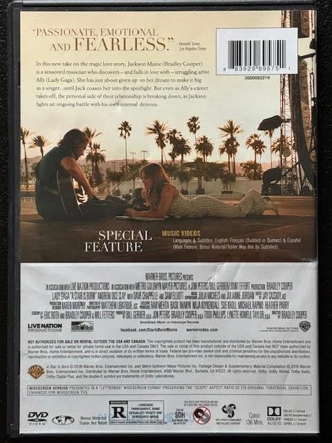 A Star Is Born (DVD, 2018, Warner Bros. Pictures)