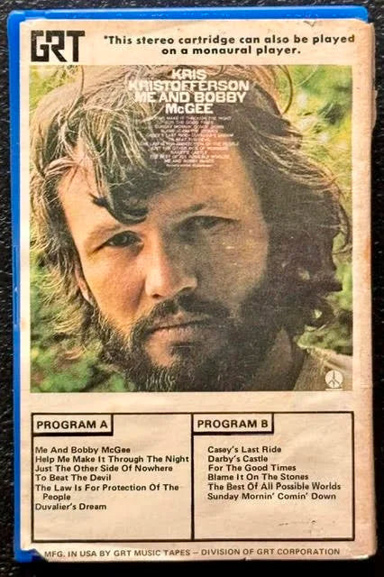 Kris Kristofferson – Me And Bobby McGee (Cassette, GRT / Monument M 5044-30817)