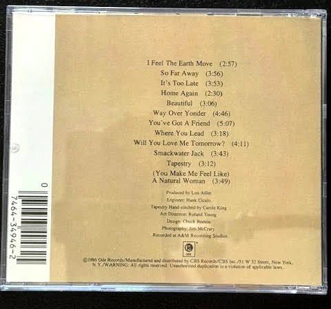 Carole King – Tapestry (CD, 1986, Ode Records EK 34946) - Maple City Music