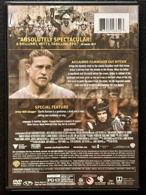 King Arthur: Legend of the Sword (DVD, 2017, Warner Bros.)