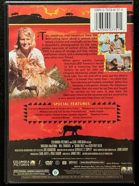 Born Free (DVD, 1966, Sony Pictures Home Entertainment)