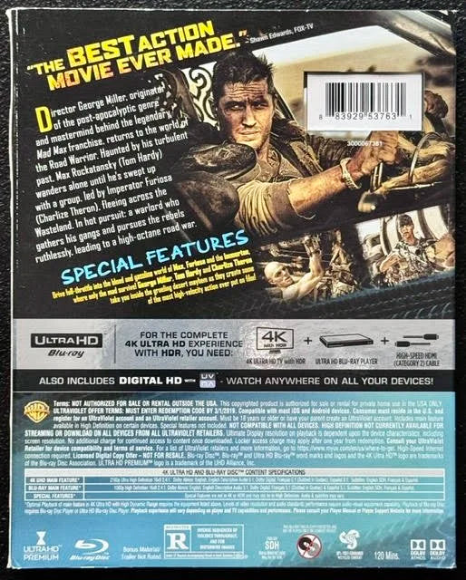 Mad Max: Fury Road (4K Ultra HD + Blu-ray + Digital, 2015, Warner Bros.)