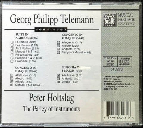 Georg Philipp Telemann – Recorder Concerti (CD, 1991, Musical Heritage Society 512323F)