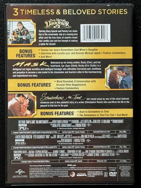 3-Movie Collection — Coal Miner’s Daughter, Mask, Somewhere in Time (Used)