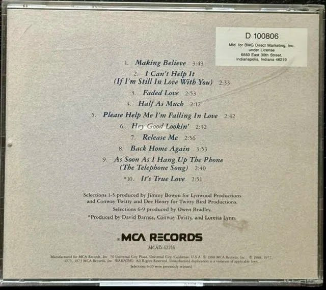 Conway & Loretta – Making Believe (CD, 1988, MCA MCAD-42216) - Maple City Music
