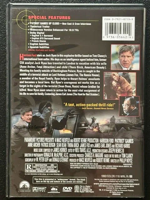 Patriot Games – Special Collector’s Edition (DVD, Paramount Pictures)