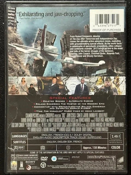 2012 (DVD, 2009, Sony Pictures Home Entertainment) - Maple City Music