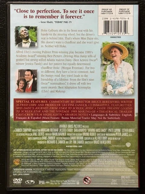 Driving Miss Daisy (DVD, 1989, Warner Bros. Home Entertainment)