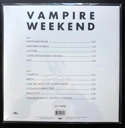 Vampire Weekend – Vampire Weekend (LP, Album, Stereo, 2008, XL Recordings XL LP 318)