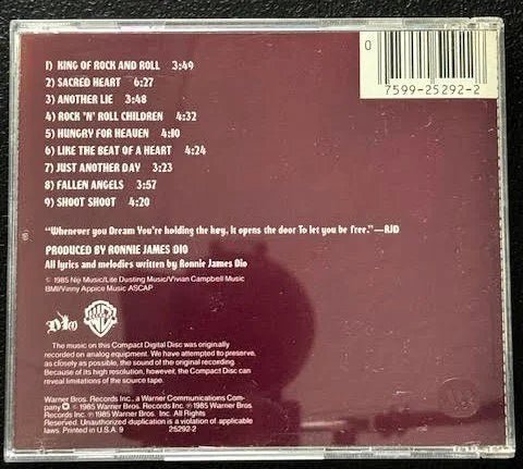 Dio – Sacred Heart (CD, Album, 1985, Warner Bros. Records 9 25292-2) - Maple City Music