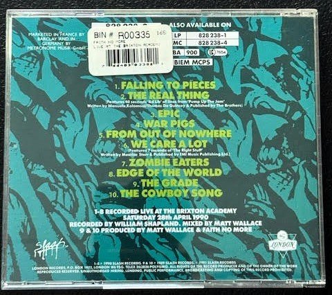 Faith No More – Live At The Brixton Academy (CD, 1991, Slash / London Records 828 238-2) - Maple City Music