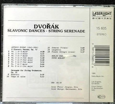 Antonín Dvořák – Slavonic Dances / Serenade For Strings, Op. 22 (CD, 1989, LaserLight Digital 15 605)