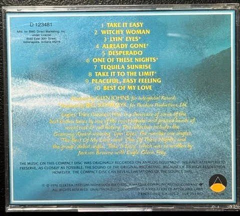 Eagles – Their Greatest Hits (1971-1975) (CD, Album, Compilation, Club Edition, Reissue, Specialty, Asylum Records 105-2) - Maple City Music