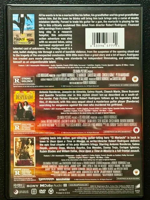 El Mariachi / Desperado / Once Upon a Time in Mexico – 3 Film Collection (DVD, Columbia Pictures / Sony Pictures)