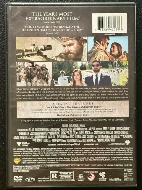American Sniper (DVD, 2014, Warner Bros.)