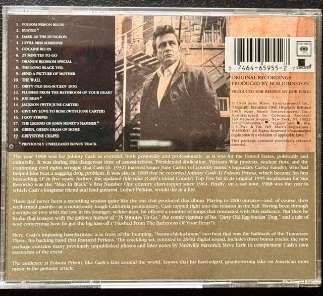 Johnny Cash – At Folsom Prison (CD, 1999, Columbia/Legacy 07464-65955-2) - Maple City Music