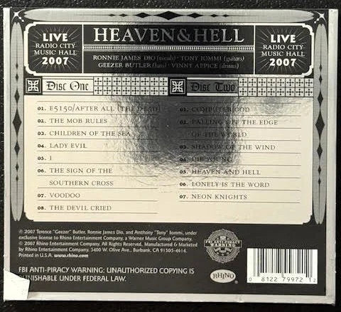 Heaven & Hell – Live From Radio City Music Hall (2xCD, Album, Rhino R2 255484) - Maple City Music