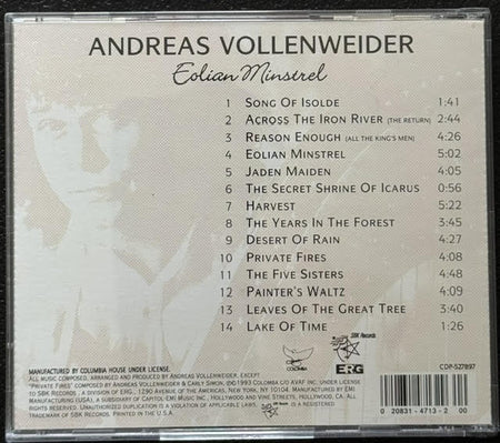 Andreas Vollenweider – Eolian Minstrel (CD, 1993, Columbia House CDP-527897) - Maple City Music
