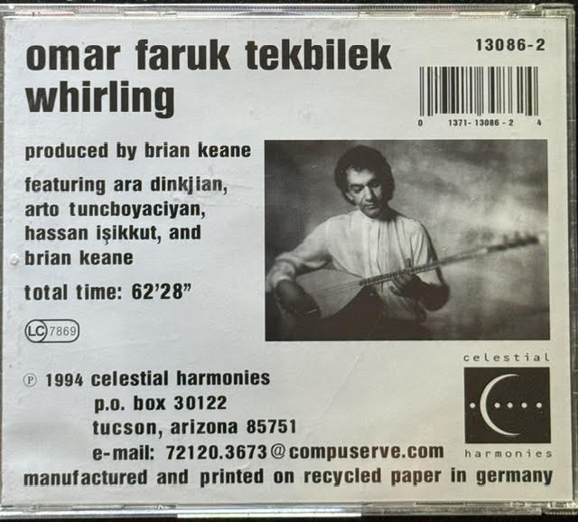 Omar Faruk Tekbilek – Whirling (CD, 1994, Celestial Harmonies 13086-2)
