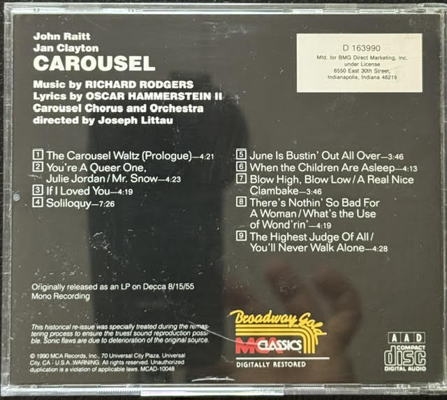 Richard Rodgers & Oscar Hammerstein II – Carousel (CD, 1990, Broadway Gold Classics D 163990) - Maple City Music