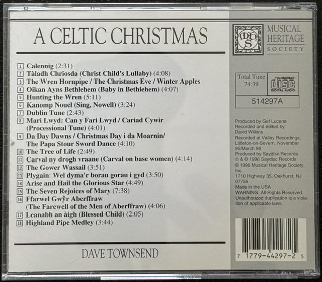 Dave Townsend – A Celtic Christmas (CD, 1996, Musical Heritage Society 514297A) - Maple City Music